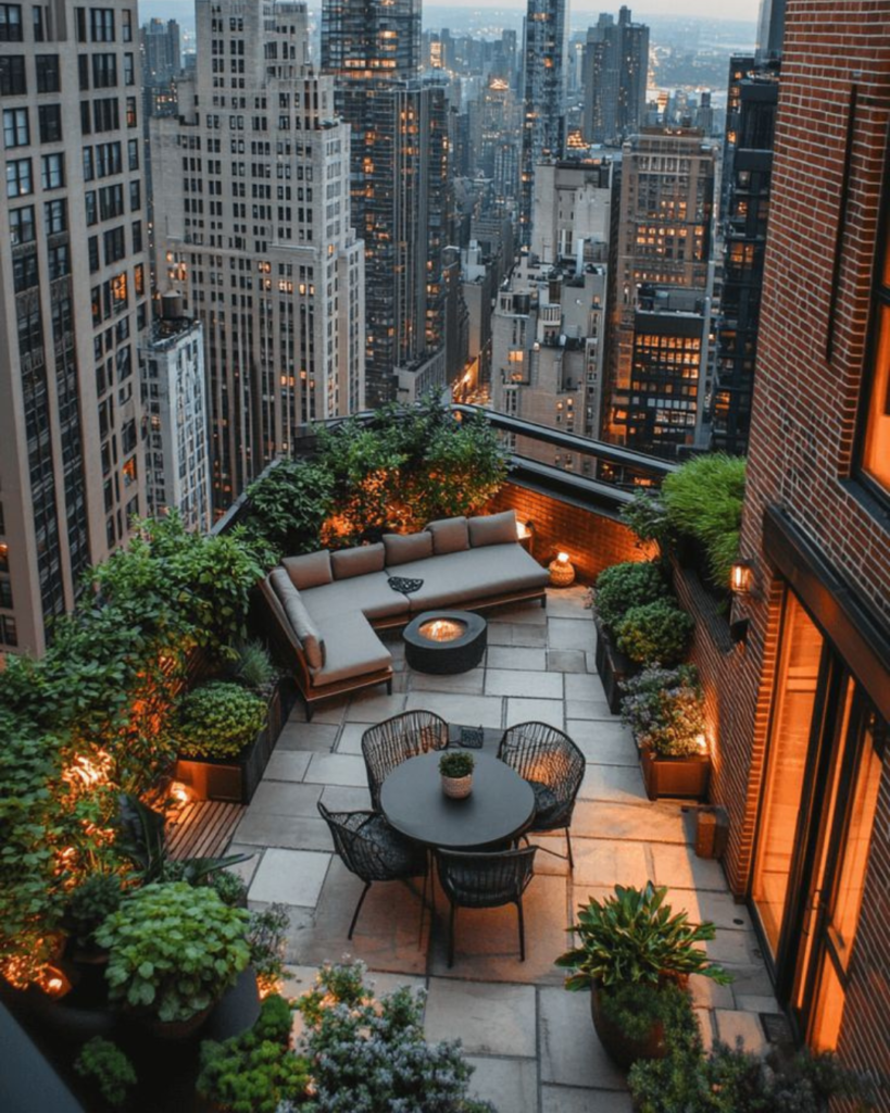 Modern rooftop garden terrace design by trusted Coimbatore constructions and developers