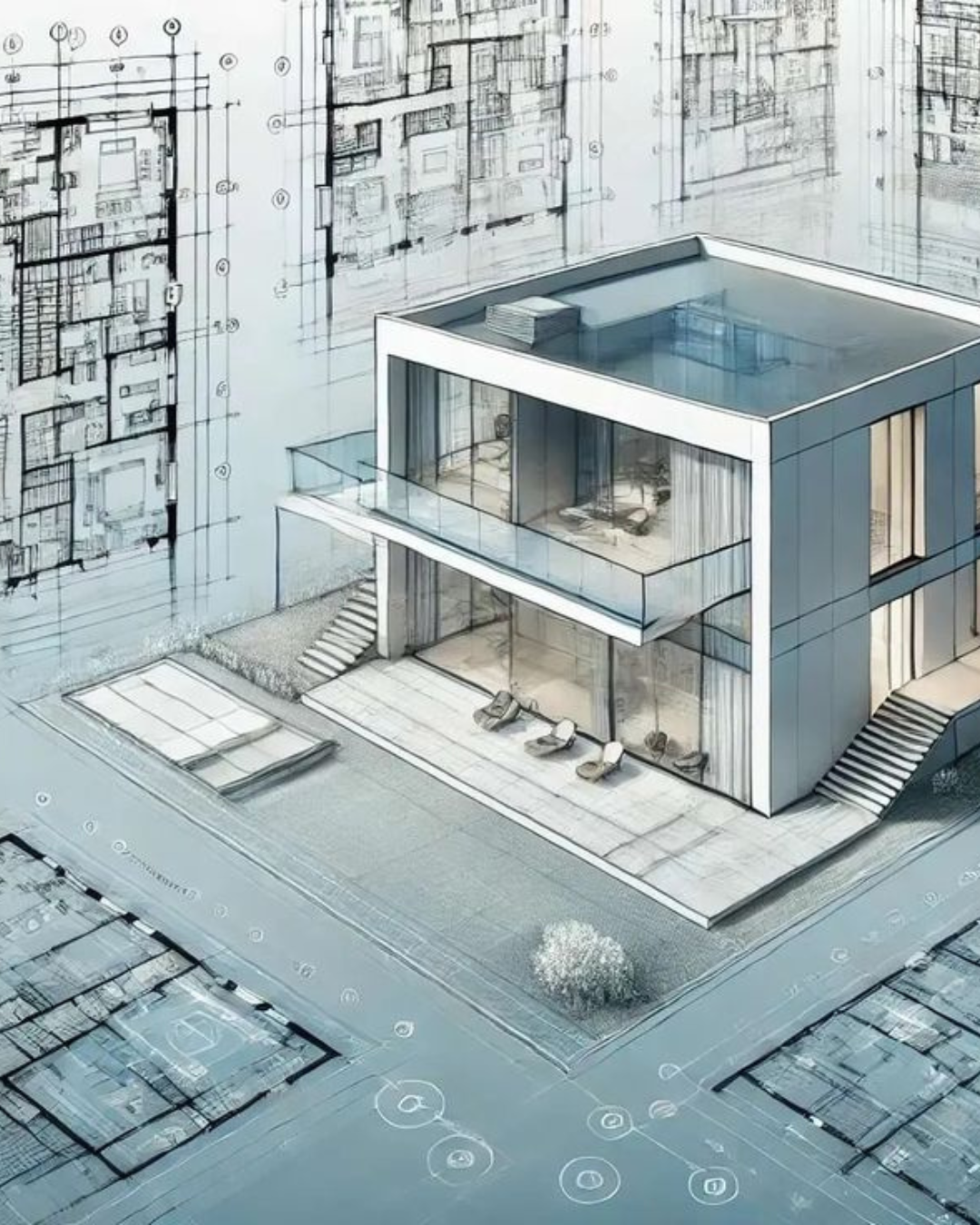 Architectural blueprint and 3D render by professional constructions and developers