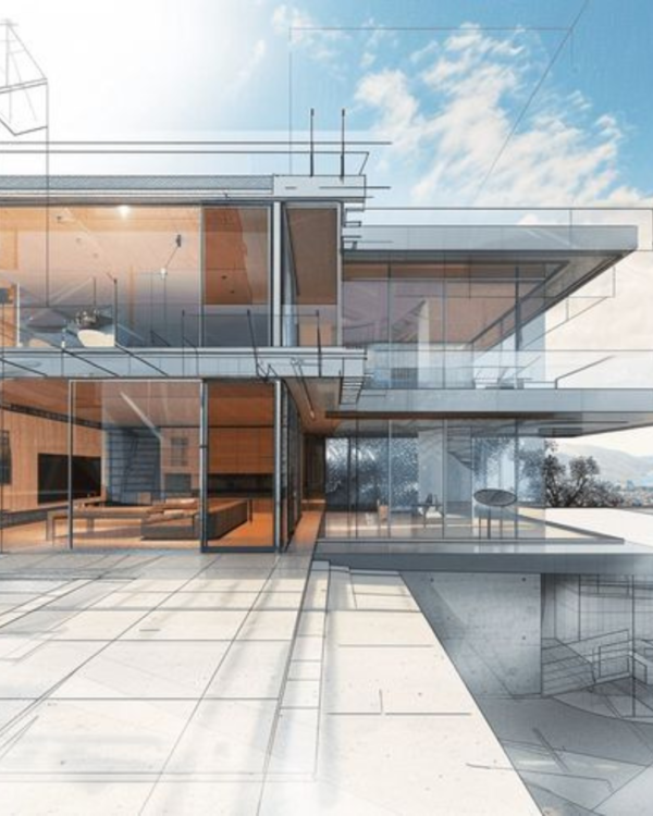 3D architectural rendering of a glass house by professional constructions and developers