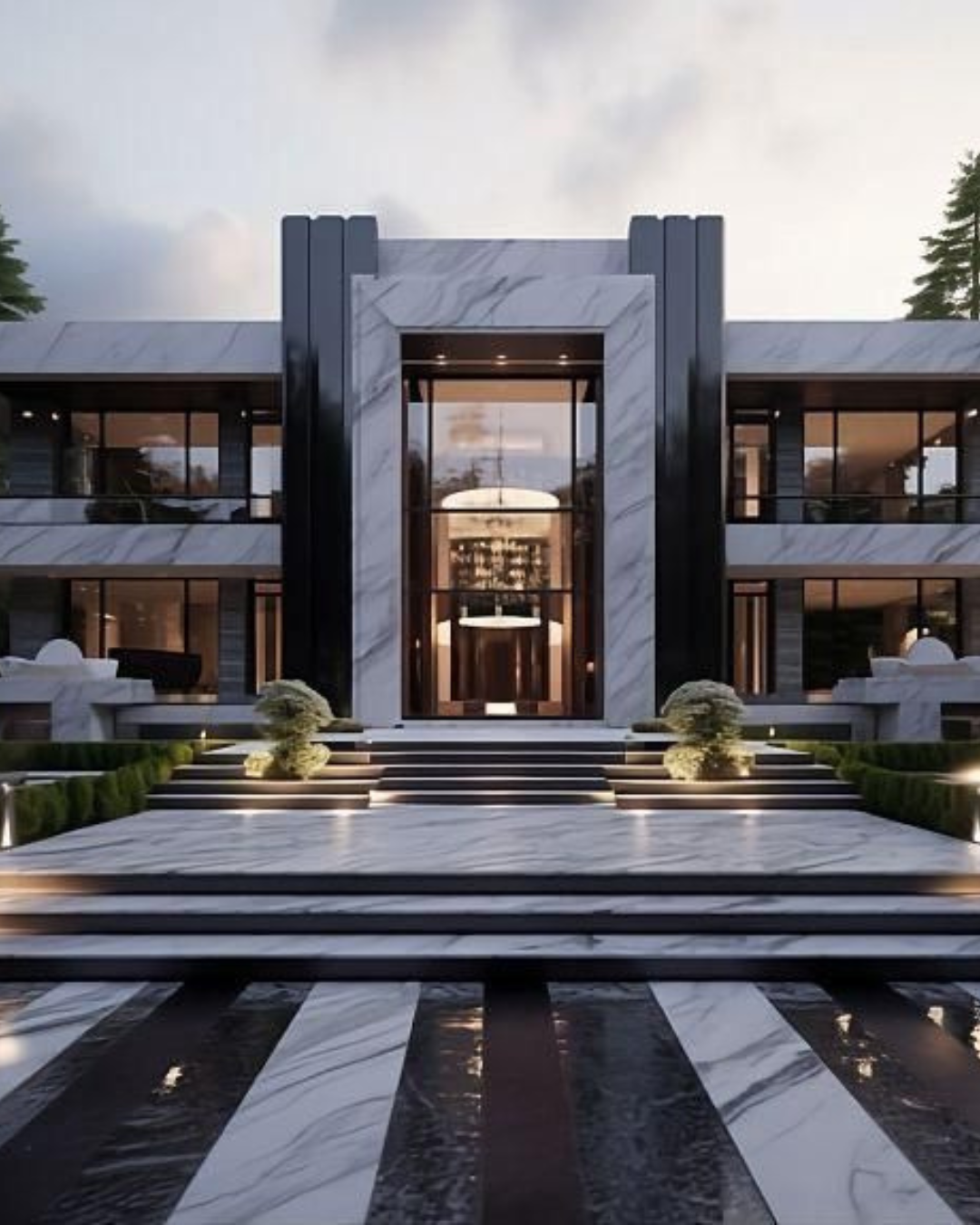 Ultra luxury marble villa facade designed by top constructions and developers